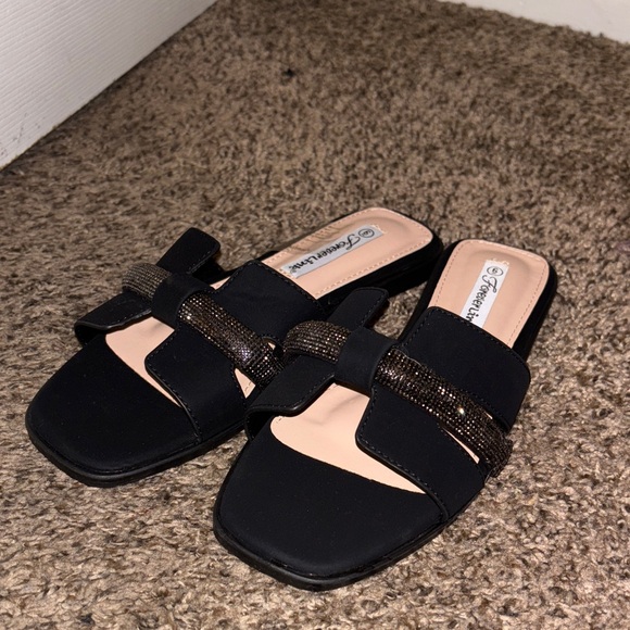 Forever Link Shoes - Forever Link Black and Brown Slide Sandals